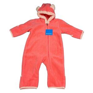 Columbia Tiny Bear II Bunting Pink Full Zip One Piece Infant Girl Size 3-6 Mo.